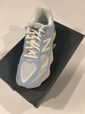 New Balance Women Light Blue and White Sneakers